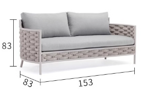 โซฟาสนาม 2 ที่นั่ง BUNISE รุ่น P56 ขนาด 153×83×83 ซม. สีเทา_1